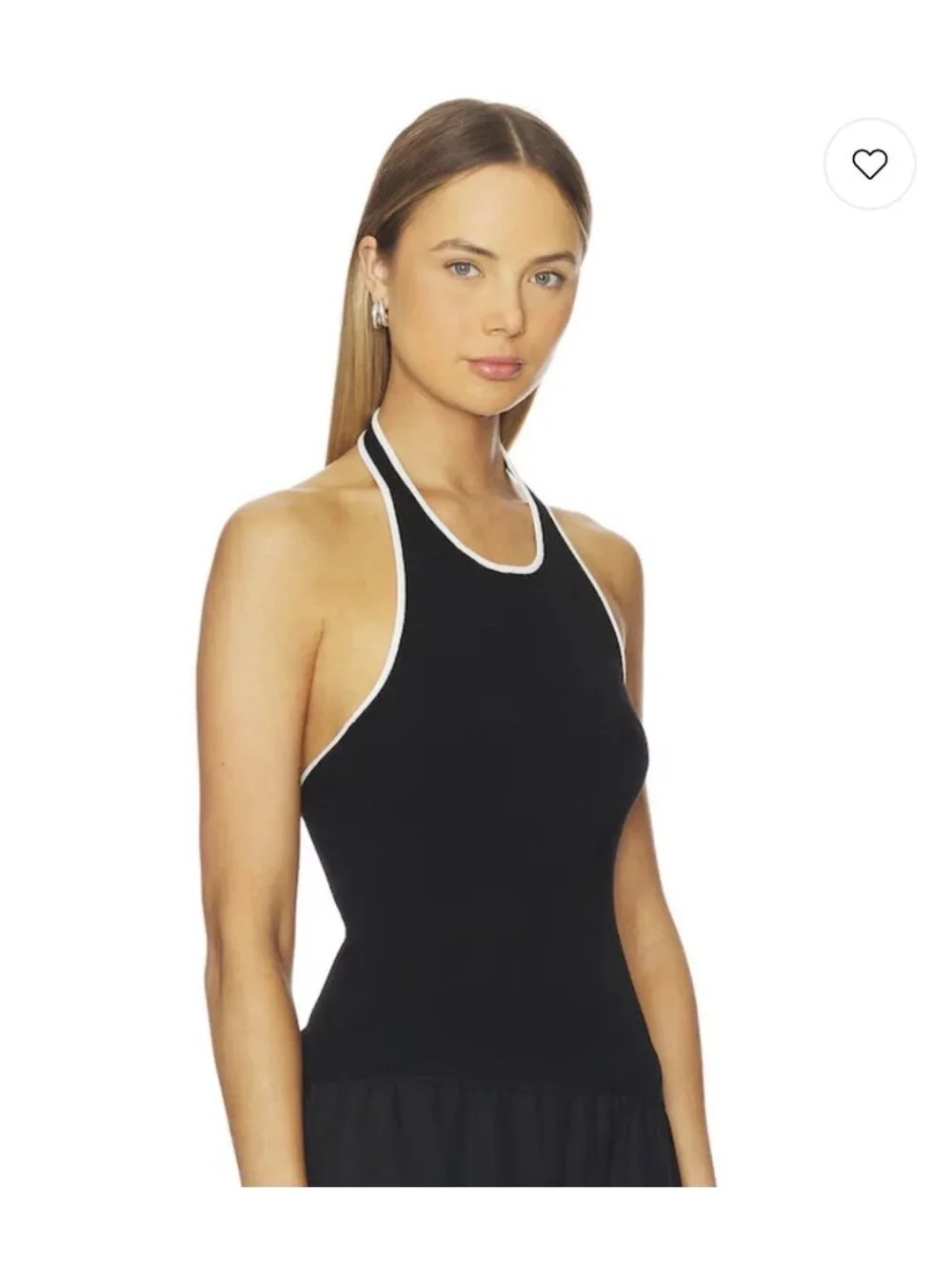Free People Intimately Black Ribbed Halter Tank Top Fitted Stretch SP Minimalist - Picture 9 of 13